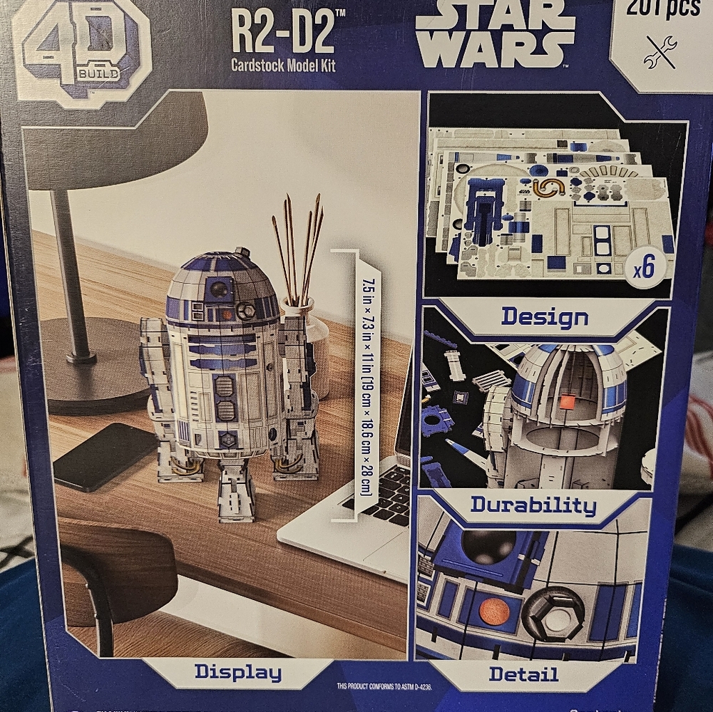 4D Build R2-D2 Cardstock Model Kit - 201 Pcs Star Wars Desk Decor/ Building set - Picture 2 of 4